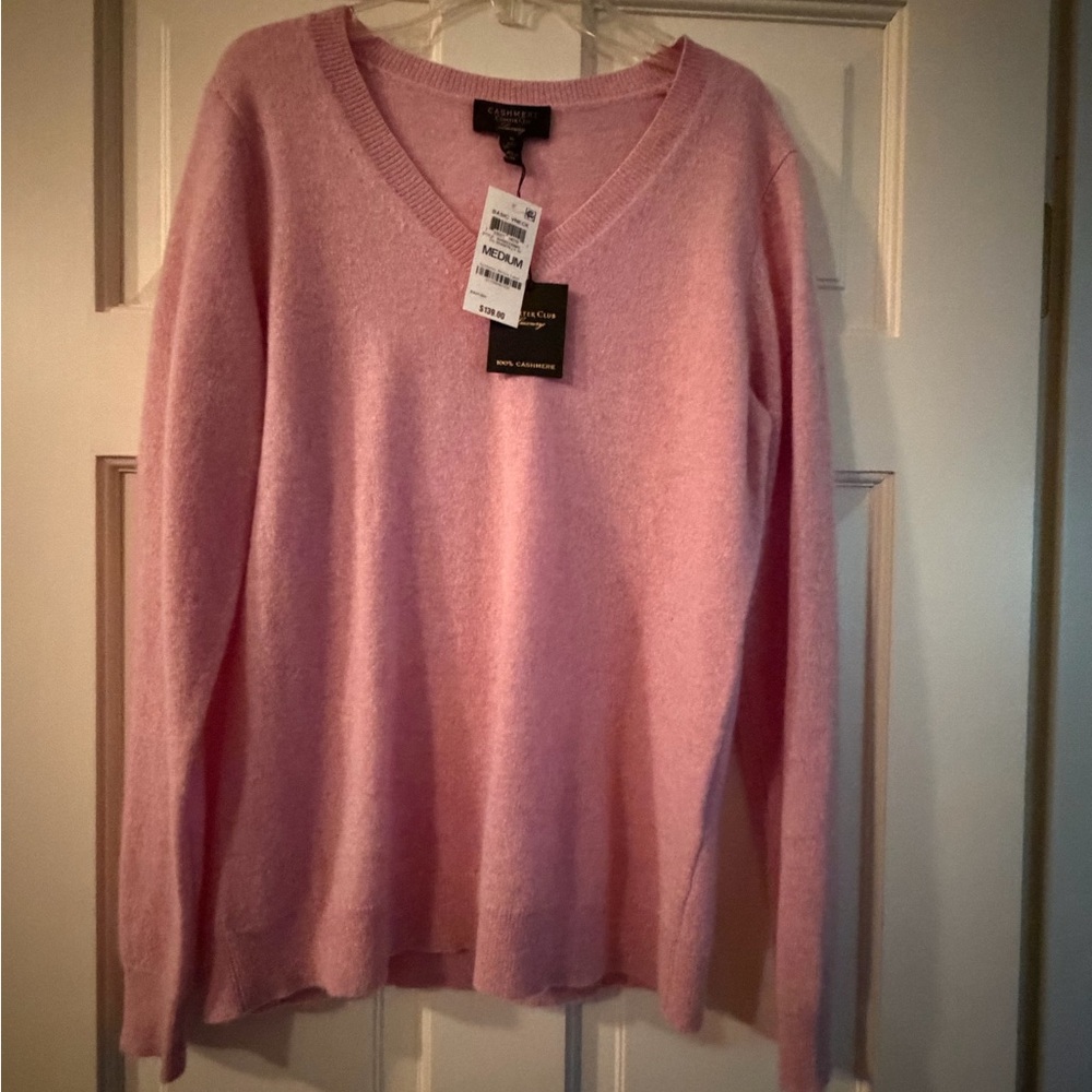 Charter Club Soft Pink V-Neck Cashmere Sweater